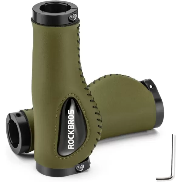 imageROCKBROS Bike Handle Grips Ergonomics Design Soft Gel Dual Lock on Bicycle Handlebar Grips for Mountain MTB MBX Bike Electric Scootergreen