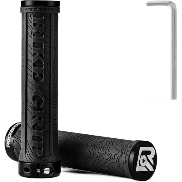 imageROCKBROS Bike Handlebar Grips Double Lockon MTB Bicycle Handle Bar Grips Ergonomic NonSlip Rubber Hand Grip for Scooter Mountain BMX Beach Cruiser Folding BikeBlack