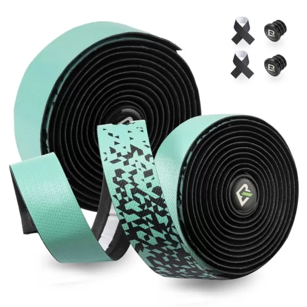 imageROCKBROS Bike Handlebar Tape  Road Bicycle Bar Tapes 2 Roll PU Leather Surface EVA Foam Cycling Handle Bar Wraps with End PlugsGreen
