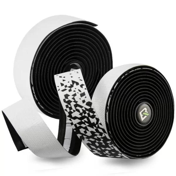 imageROCKBROS Bike Handlebar Tape  Road Bicycle Bar Tapes 2 Roll PU Leather Surface EVA Foam Cycling Handle Bar Wraps with End PlugsWhite