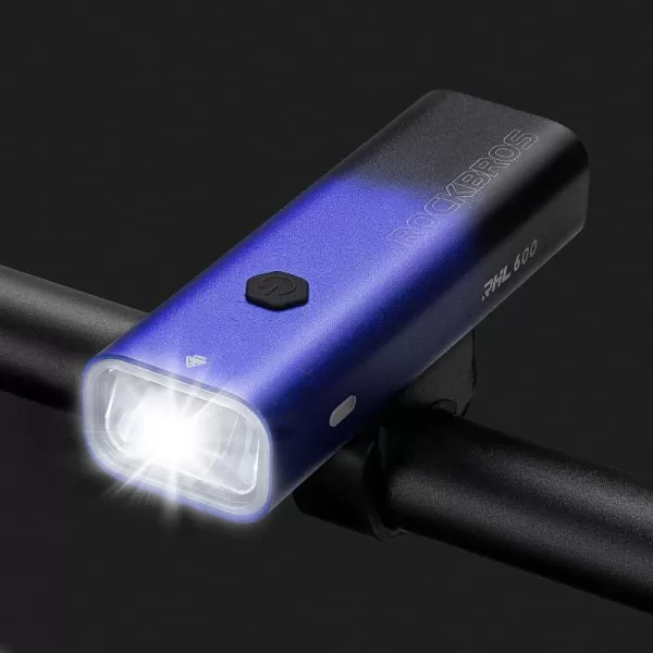imageROCKBROS Bike Head Light High Lumens Super Bright Lights 2600mAh HighCapacity Rechargeable Bike Front Light Quick Installation Without ToolsFive ModesBattery ReminderIPX6 WaterproofGradient Blue
