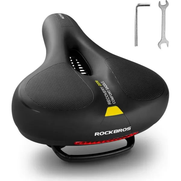 imageROCKBROS Bike Seat Comfort Bike Saddle Mountain Bicycle Accessories for Men Women Soft Wide Bike Seat Cushion Dual Shock Absorbing with Reflective StripYellow