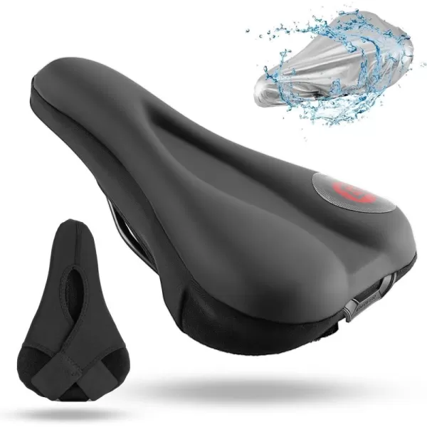 imageROCKBROS Bike Seat Cover Bike Seat Cushion Gel Padded Comfortable for Peloton Seat Cushion Men Women Outdoor ampamp IndoorBlackRed