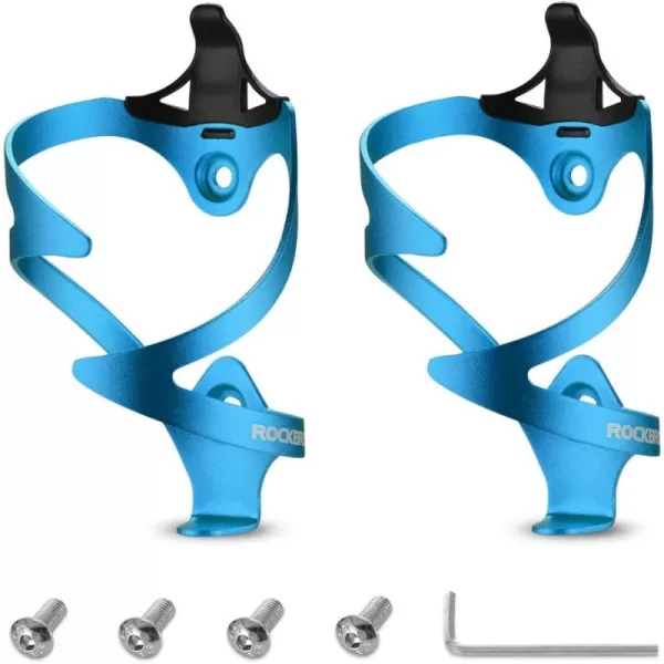 imageROCKBROS Bike Water Bottle Cages Bicycle Water Bottle Holder Lightweight Aluminum Alloy Bike Bottle Bracket for Road and Mountain Bike2PackBlue