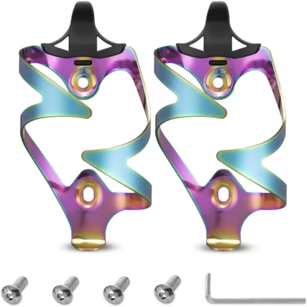 imageROCKBROS Bike Water Bottle Cages Bicycle Water Bottle Holder Lightweight Aluminum Alloy Bike Bottle Bracket for Road and Mountain Bike2PackRainbow Color