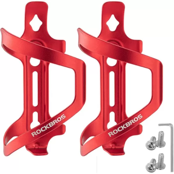 imageROCKBROS Bike Water Bottle Holder Alloy Aluminum Bicycle Water Bottle Cage Brackets Bike Cup Holder for Road Mountain Bikes BlackRed2