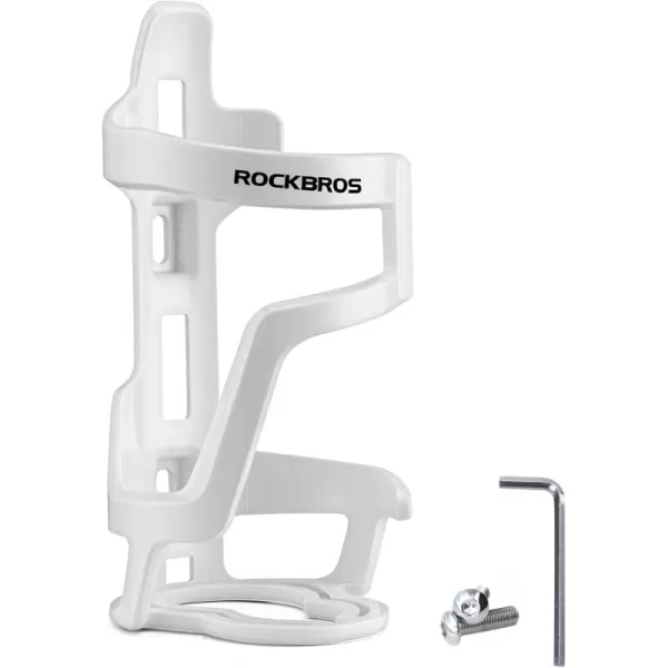 imageROCKBROS Bike Water Bottle Holder Lightweight Bottle Cage Slide Entry Bicycle Cup Holder Adjustable Drink Holder Rack for MTB Road Bike Black1White