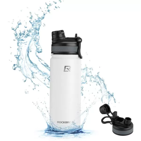 imageROCKBROS Insulated Water Bottle with Straw Stainless Steel Sports Water Cup Flask Leak Proof with Handle Keep Warm and Cold for Hiking Cycling Bike Travel School Sports GymWhite