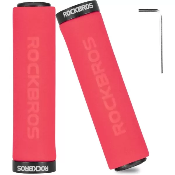 imageRock BROS Bike Grips Foam Single Lock on Bicycle Handle Bar Soft Comfortable NonSlip Bike Handle Grips for BMX Mountain MTB Beach Cruiser ScooterRedBlack