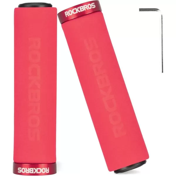 imageRock BROS Bike Grips Foam Single Lock on Bicycle Handle Bar Soft Comfortable NonSlip Bike Handle Grips for BMX Mountain MTB Beach Cruiser ScooterRedRed
