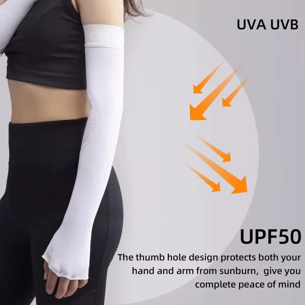 imageCooling Arm Sleeves for Men Women UV Protection Sun Sleeves to Cover Arm Tattoo HandWhite