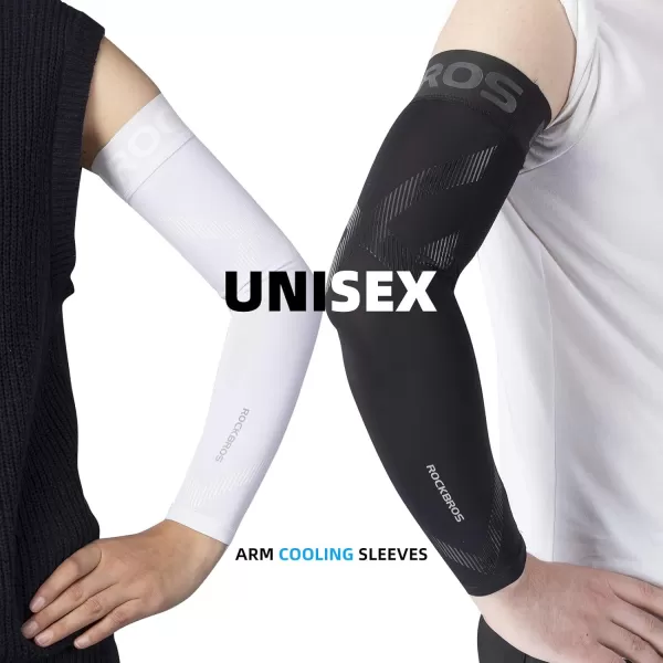 imageROCKBROS Arm Sleeves for Men Women UV Protection UPF 50 Cooling Sun Sleeves Tattoo CoverBlack