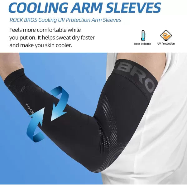 imageROCKBROS Arm Sleeves for Men Women UV Protection UPF 50 Cooling Sun Sleeves Tattoo CoverBlack