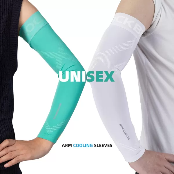 imageROCKBROS Arm Sleeves for Men Women UV Protection UPF 50 Cooling Sun Sleeves Tattoo CoverWhite