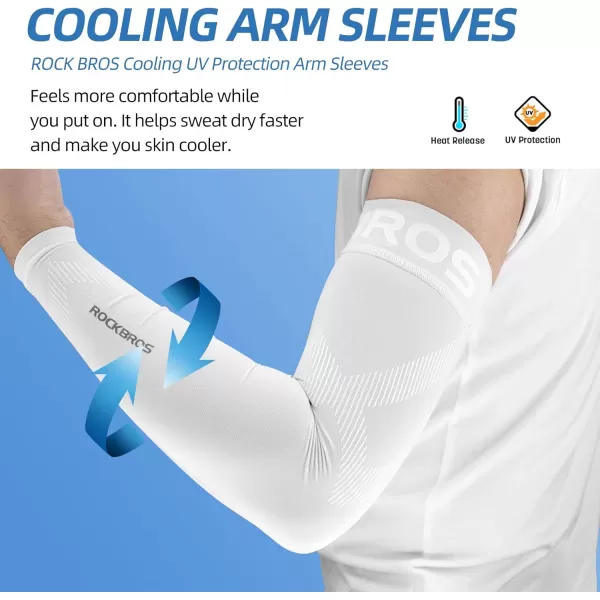 imageROCKBROS Arm Sleeves for Men Women UV Protection UPF 50 Cooling Sun Sleeves Tattoo CoverWhite
