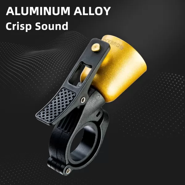 imageROCKBROS Bike Bell Classic Bicycle Bell Mountain Bike Bells for Adults with Loud Sound and Fit for 087125in222318mm Bicycle HandlebarsGolden
