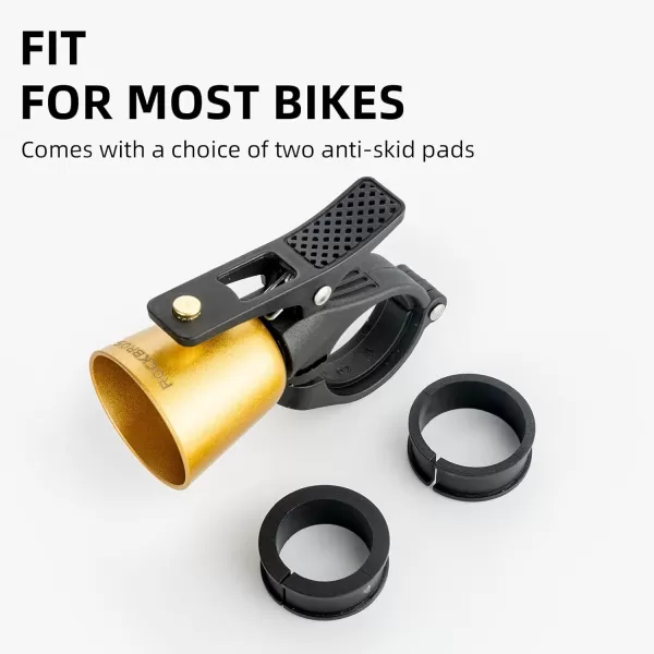 imageROCKBROS Bike Bell Classic Bicycle Bell Mountain Bike Bells for Adults with Loud Sound and Fit for 087125in222318mm Bicycle HandlebarsGolden