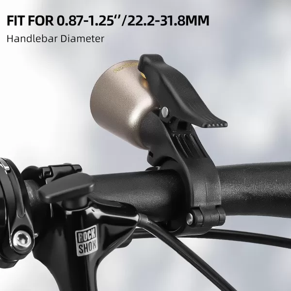 imageROCKBROS Bike Bell Classic Bicycle Bell Mountain Bike Bells for Adults with Loud Sound and Fit for 087125in222318mm Bicycle HandlebarsWoodpeckerTitanium