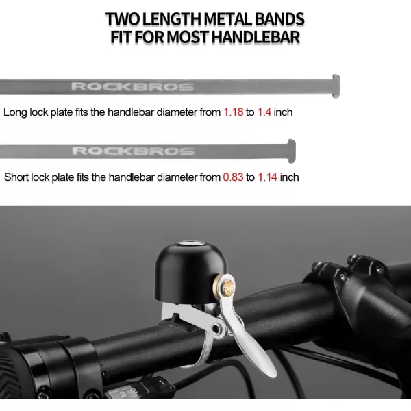 imageROCKBROS Bike Bell Classic Bicycle Bell for Bike Ring Bell with Loud Sound Bells for Road Mountain Bike Handlebars AdultsBlack 1