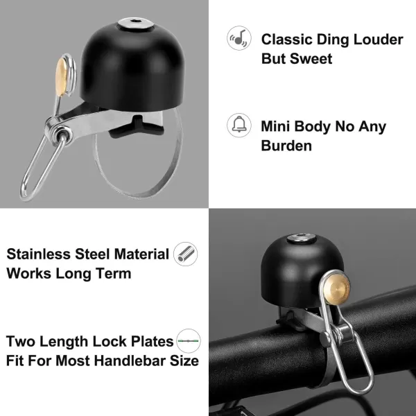 imageROCKBROS Bike Bell Classic Bicycle Bell for Bike Ring Bell with Loud Sound Bells for Road Mountain Bike Handlebars AdultsBlack