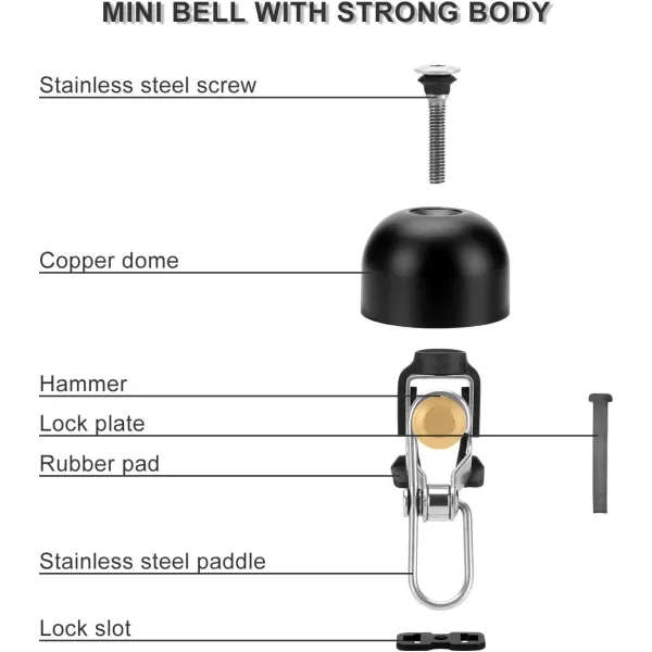 imageROCKBROS Bike Bell Classic Bicycle Bell for Bike Ring Bell with Loud Sound Bells for Road Mountain Bike Handlebars AdultsBlack