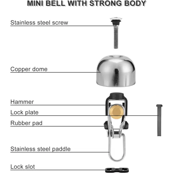 imageROCKBROS Bike Bell Classic Bicycle Bell for Bike Ring Bell with Loud Sound Bells for Road Mountain Bike Handlebars AdultsBright Silver