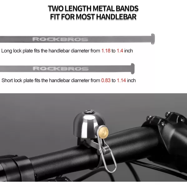 imageROCKBROS Bike Bell Classic Bicycle Bell for Bike Ring Bell with Loud Sound Bells for Road Mountain Bike Handlebars AdultsBright Silver