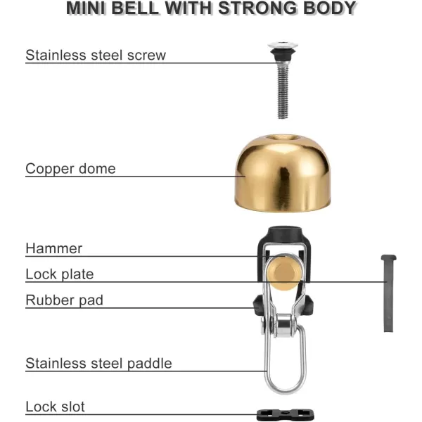 imageROCKBROS Bike Bell Classic Bicycle Bell for Bike Ring Bell with Loud Sound Bells for Road Mountain Bike Handlebars AdultsGolden