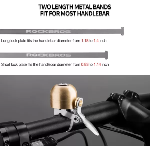imageROCKBROS Bike Bell Classic Bicycle Bell for Bike Ring Bell with Loud Sound Bells for Road Mountain Bike Handlebars AdultsGolden Brass