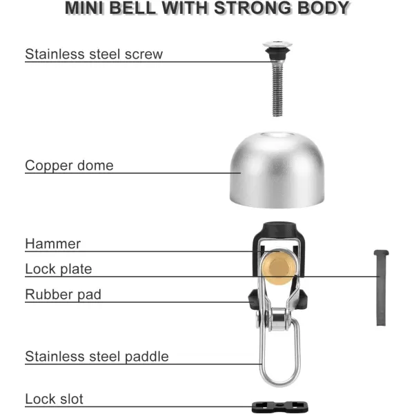 imageROCKBROS Bike Bell Classic Bicycle Bell for Bike Ring Bell with Loud Sound Bells for Road Mountain Bike Handlebars AdultsSilver