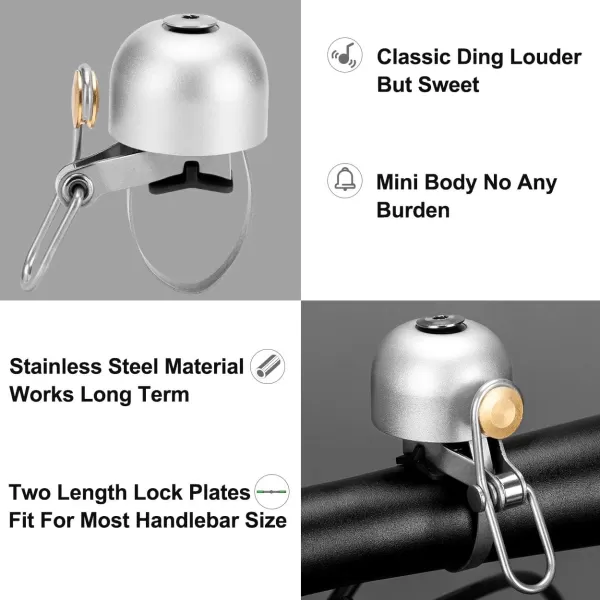 imageROCKBROS Bike Bell Classic Bicycle Bell for Bike Ring Bell with Loud Sound Bells for Road Mountain Bike Handlebars AdultsSilver