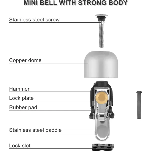 imageROCKBROS Bike Bell Classic Bicycle Bell for Bike Ring Bell with Loud Sound Bells for Road Mountain Bike Handlebars AdultsSilver White