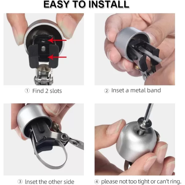 imageROCKBROS Bike Bell Classic Bicycle Bell for Bike Ring Bell with Loud Sound Bells for Road Mountain Bike Handlebars AdultsSilver White
