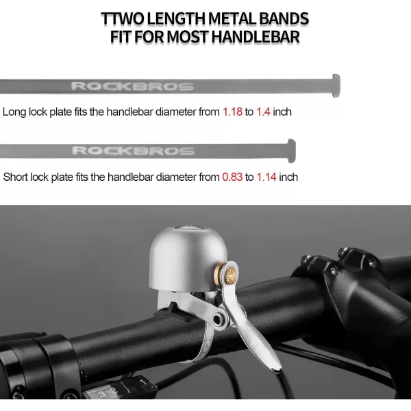 imageROCKBROS Bike Bell Classic Bicycle Bell for Bike Ring Bell with Loud Sound Bells for Road Mountain Bike Handlebars AdultsSilver White
