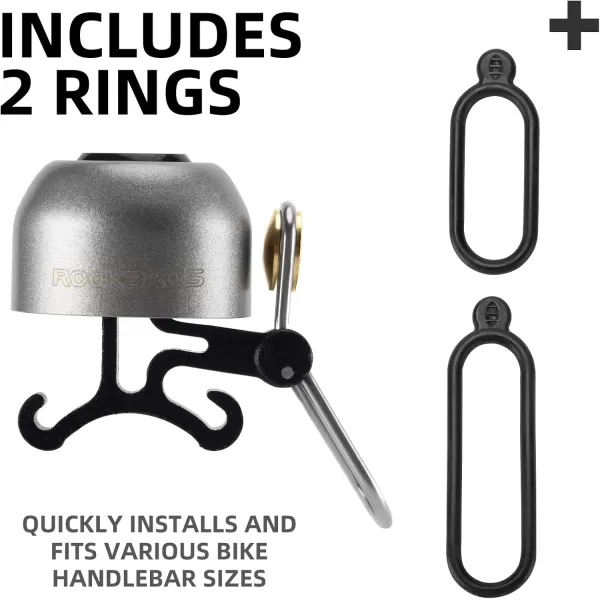 imageROCKBROS Bike Bell Classic Bicycle BellLoud Sound 100dB Bike Bells for Adults Kids Fit for 087134in Bicycle HandlebarsRoad Mountain Bike AccessoriesTitanium