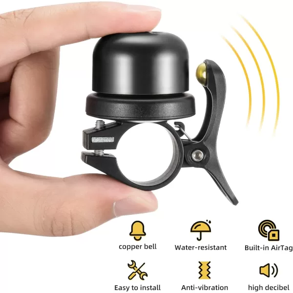 imageROCKBROS Bike Bell for Apple AirTag Hidden Bike Mount Bike AirTag Holder GPS Tracker Bike Bell AntiTheft for Adults Suitable for 087222 1254 125318mm Diameter HandlebarBlack