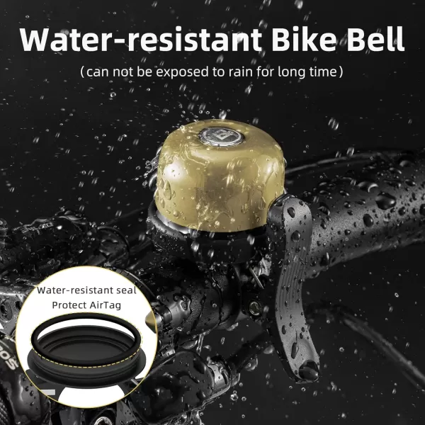 imageROCKBROS Bike Bell for Apple AirTag Hidden Bike Mount Bike AirTag Holder GPS Tracker Bike Bell AntiTheft for Adults Suitable for 087222 1254 125318mm Diameter HandlebarBrass