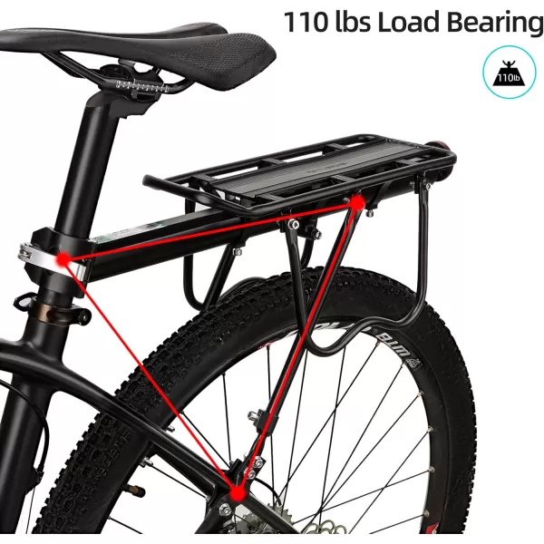 imageROCKBROS Bike Cargo Rack Rear Bike Rack Quick Release Bike Rack for Back of Bike Bike Luggage Cargo Rack Mountain Bike Rack Most 165lbs Capacity