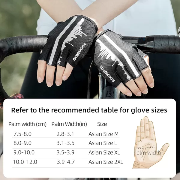 imageROCKBROS Bike Gloves for Men Half Finger Biking Glove Cycling Gloves MTB Mountain Road Bicycle Gloves ShockAbsorbing SBR Pad AntiSlip Breathable Summer Unisex WomenAsia 2XL US XL