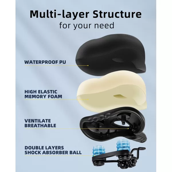 imageROCKBROS Bike Seat Memory Foam Bike Saddle Comfortable Waterproof for City Mtb Racing BikesLeisure
