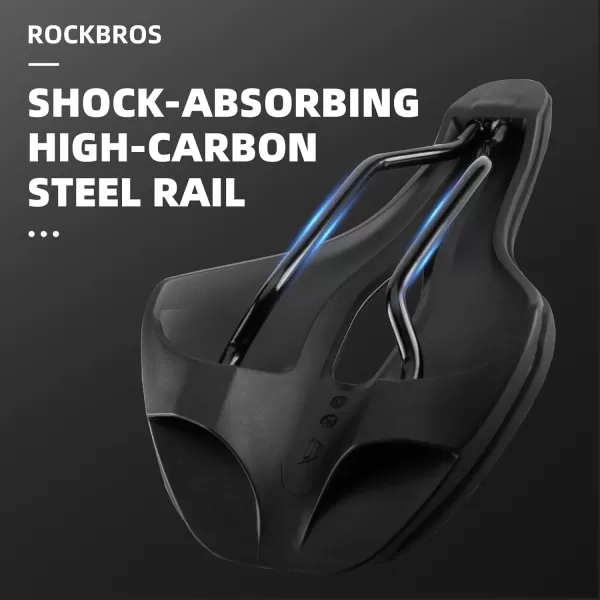 imageROCKBROS Bike Seat Road Bike Saddle for Men Women Lightweight Comfortable Bicycle Seat Accessories CRMO Shock Absorbing Cycling Seat for Road Mountain BikeBlackHigh Carbon Steel