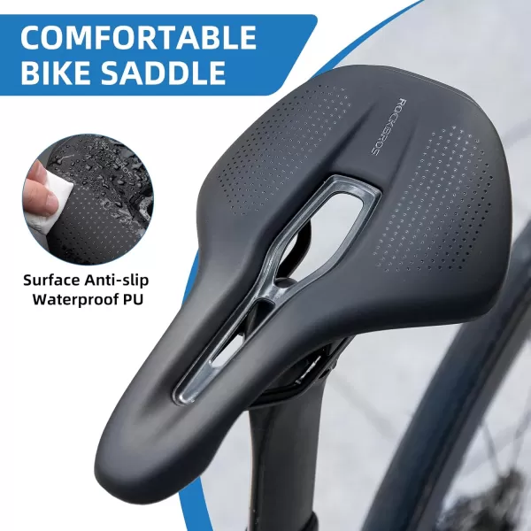 imageROCKBROS Bike Seat Road Bike Saddle for Men Women Lightweight Comfortable Bicycle Seat Accessories CRMO Shock Absorbing Cycling Seat for Road Mountain BikeBlackCRMO Steel
