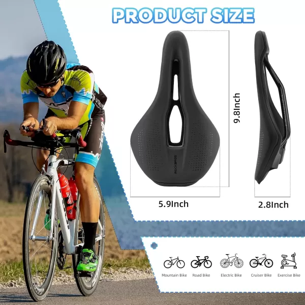 imageROCKBROS Bike Seat Road Bike Saddle for Men Women Lightweight Comfortable Bicycle Seat Accessories CRMO Shock Absorbing Cycling Seat for Road Mountain BikeBlackCRMO Steel