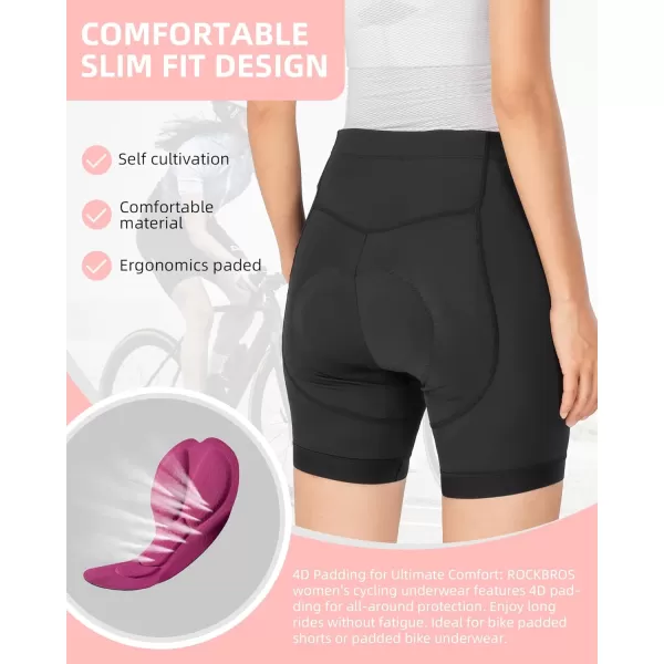 imageROCKBROS Bike Shorts for Women Padded Bike Shorts Womens Cycling Shorts 4D Breathable Pad Mountain Road Bike Tights