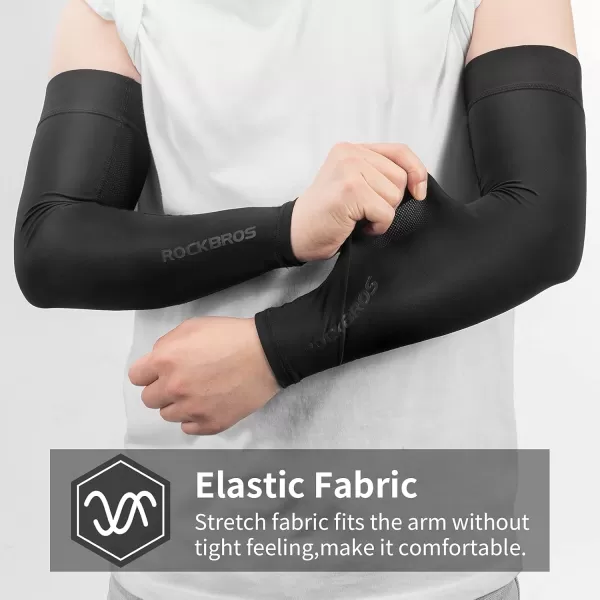 imageROCKBROS Cooling Arm Sleeves for Men Women UPF 50 Sun Protection Sleeves Tattoo Cover Sports Sleeves for RunningBlack