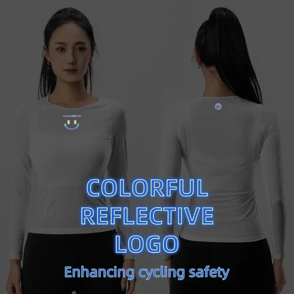 imageROCKBROS Cycling Base Layer Women Quick Dry Long Sleeve Cycling Jersey Compression Mesh Undershirt Breathable Biker ShirtsPink