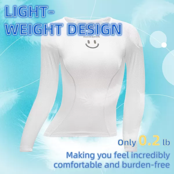 imageROCKBROS Cycling Base Layer Women Quick Dry Long Sleeve Cycling Jersey Compression Mesh Undershirt Breathable Biker ShirtsWhite