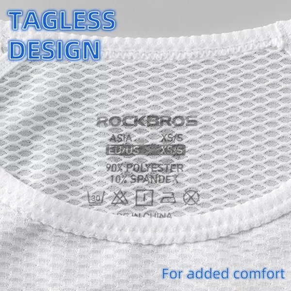 imageROCKBROS Cycling Base Layer Women Quick Dry Long Sleeve Cycling Jersey Compression Mesh Undershirt Breathable Biker ShirtsWhite