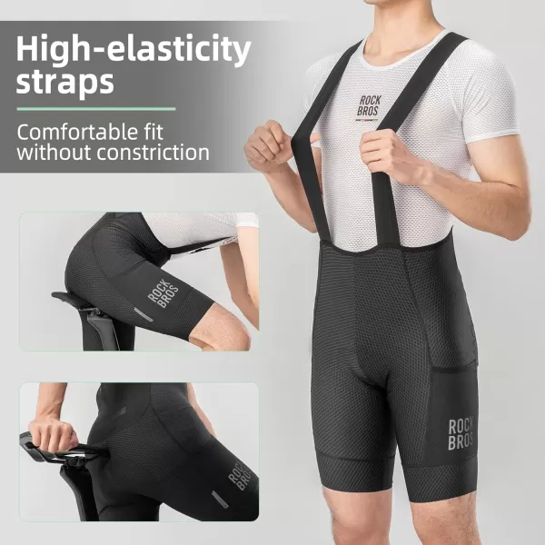 imageROCKBROS Cycling Bib Shorts Mens 3D Padded Bike Bib Shorts Bicycle Biking Bib Shorts with Pockets