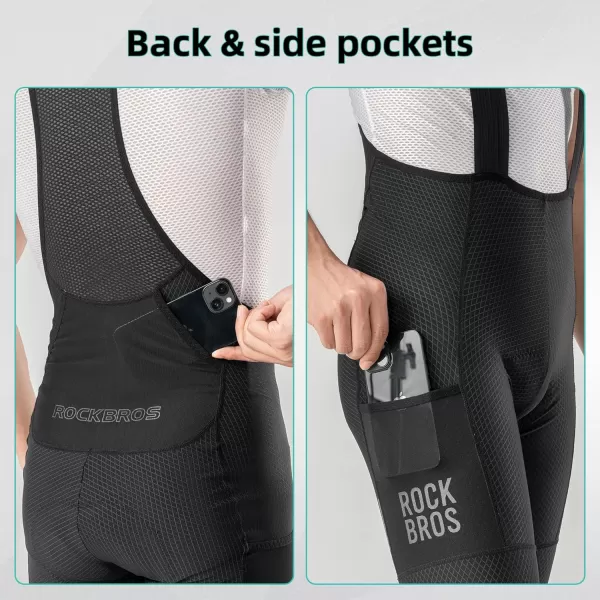 imageROCKBROS Cycling Bib Shorts Mens 3D Padded Bike Bib Shorts Bicycle Biking Bib Shorts with Pockets